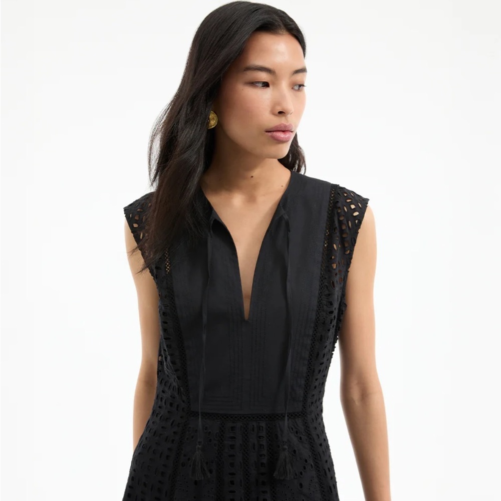 Veronica Beard Alina Eyelet Black Maxi Dress - Picture 2 of 6
